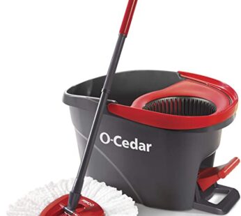 O-Cedar EasyWring Microfiber Spin Mop, Bucket Floor Cleaning System, Red, Gray