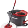 O-Cedar EasyWring Microfiber Spin Mop, Bucket Floor Cleaning System, Red, Gray