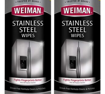 Weiman Stainless Steel Cleaning Wipes [2 Pack] Removes Fingerprints, Residue, Water Marks and Grease From Appliances – Works Great on Refrigerators, Dishwashers, Ovens, Grills and More