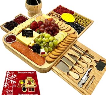 iBambooMart Cheese Board and Knife Set, Wooden Charcuterie,