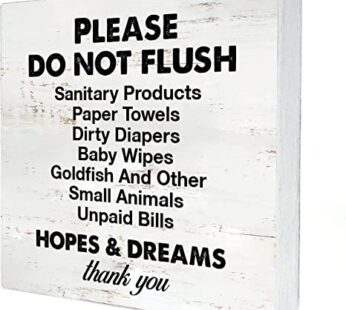 Funny Bathroom Wooden Box Sign Desk Decor