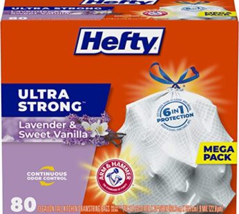 Hefty Ultra Strong Tall Kitchen Trash Bags, Lavender & Sweet Vanilla Scent, 13 Gallon, 80 Count